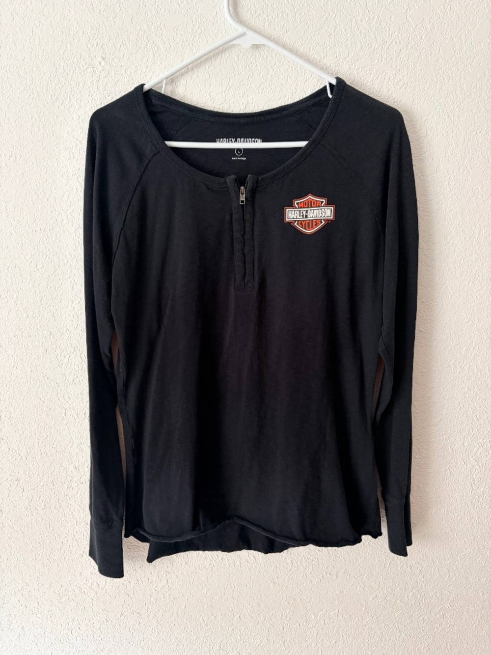Harley-Davidson Black Long Sleeve Quarter-Zip Top – Women’s Large